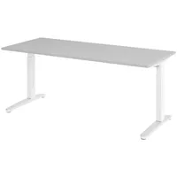 Bümö Schreibtisch Grau, Weiß, Nachbildung, Rechteckig, 180x74x80 cm, FSC