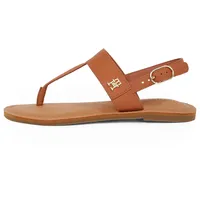 Tommy Hilfiger Damen Sandalen Leather Thong Zehentrenner, Braun (Cinnamon Bark), 40