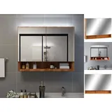 vidaXL LED-Spiegelschrank fürs Bad Eiche 80x15x60 cm MDF