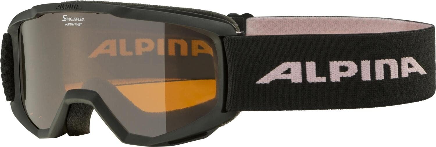 ALPINA PINEY - Beschlagfreie, Extrem Robuste & Bruchsichere Skibrille Mit 100% UV-Schutz Für Kinder, black-rose, One Size