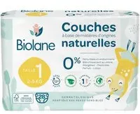 Biolane - Couches Naturelles Taille 1 Ultra-Absorbant Pas de Fuite 28 unités Serviette hygienique pc(s)