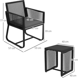 Outsunny Rattan Set 3-tlg. Schwarz