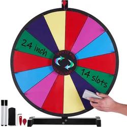VEVOR 24 Zoll Großes Glücksrad, Tisch-Drehrad mit 14 Schlitzen, Roulette-Rad mit Trocken Abwischbarem Stift und 2 Markern, Gewinnen Sie Glücksradspiele bei Partys, Kneipen, Messen und Karnevalen
