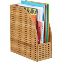 Relaxdays Stehsammler XL Bambus, A4, extrabreit, Papieraufbewahrung, Zeitschriftensammler,HBT 30,5