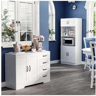 Homcom Sideboard Beistellschrank mit 4 Schubladen, verstellbarem Einlegeboden