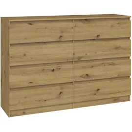 home collective Kommode, Eiche Artisan, Holz, 8 Schubladen, 140x97x40 cm, Wohnzimmer, Kommoden & Sideboards, Kommoden