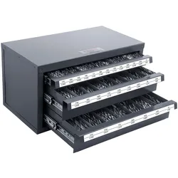 VEVOR Bohrer-Spender-Schrank, Bohrer-Organizer-Schrank mit drei Schubladen, Stahl-Bohrer-Spender-Organizer-Schrank mit Etiketten, Stapelbarer Bohrer-Spender für Aufbewahrung