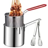 Fritteuse aus Edelstahl - Mini- , Gaskocher | Pfanne im japanischen Stil, ölsparender Frittierkorb für Zuhause, Küche, Kochen, Zubereitung von gebratenen Lebensmitteln, kleine Mahlzeiten