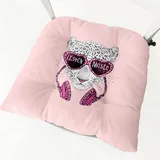 Hiseng Sitzkissen Tatami Stuhlkissen Quadrat Mode Tier Druck Druck Weiches Dickes Matratzenkissen Bodenkissen Sitzpolster für Esszimmer Küche Terrasse Stuhl Bank, 40x40cm (Leopard)