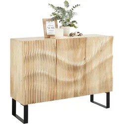 Sideboard Wave 3D-Front Design Naturfarben Mangoholz