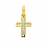 Kettenanhänger ADELIA ́S "Kreuzanhänger 333 Gold ( 8K ) mit Zirkonia", gold, Schmuckanhänger, Damen, mit Zirkonia, Gold, Kettenanhänger, Goldanhänger Kreuz