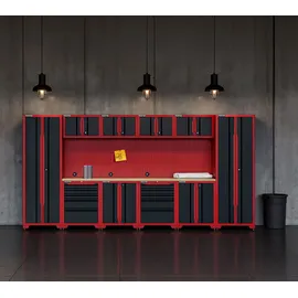 feistos Werkstatteinrichtung Novo 4 Metall Werkstattschrank schwarz & rot 45,7x396x198cm