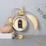 [dekorative Wanduhr] Goldfarbene Pendeluhr Mit Gut Ablesbaren Zeigern, Edelstahl, 71 X 49 X 6 Cm, 1650 G (2 Aa-batterien)