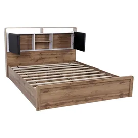MCW King Size Bett P43 180 x 200 cm MDF Eiche Wotan-Eiche-Optik weiß
