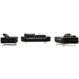 Salottini 3-2-1 Garnitur Leder 3-Sitzer + 2-Sitzer + Sessel Schwarz