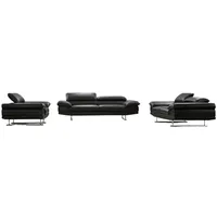 Salottini 3-2-1 Garnitur Leder 3-Sitzer + 2-Sitzer + Sessel Schwarz