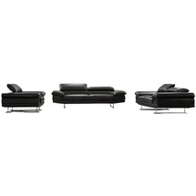 Salottini 3-2-1 Garnitur Leder 3-Sitzer + 2-Sitzer + Sessel Schwarz