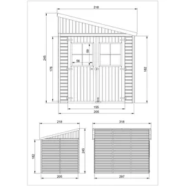 TIMBELA Anbau-Gartenhaus 2,97 x 2,00 m Beige