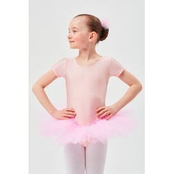 tanzmuster Tüllkleid Ballett Tutu Alina mit kurzem Arm Ballettkleid mit Tüllrock für Mädchen rosa 116/122