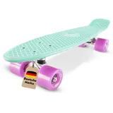 BIKESTAR Vintage Retro Cruiser Skateboard 60mm für Kinder und Erwachsene auch Anfänger ab ca. 6-8 Jahre | Mint & Lila
