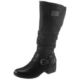 Rieker Winterstiefel Boots, Warmfutter, Blockabsatz, mit auffälliger Schnalle, Gr. 36 (3,5), schwarz,