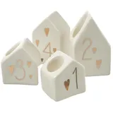 MARELIDA Stabkerzenhalter 4 Adventshäuschen Herzen Kerzenständer Adventszahlen