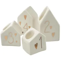MARELIDA Stabkerzenhalter 4 Adventshäuschen Herzen Kerzenständer Adventszahlen