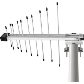 EMOS J0806 Universal-Antenne, DVB-T2 Antenne mit Verstärker - für Außen - Aktive Antenne Village - 0-100 km Fernempfang - Integrierter LTE/4G/5G-Filter - Für DVB-T/DVB-T2 Receiver und Fernseher