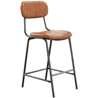 2er-Set Retro Barhocker | Leder | Braun | Vintage Barhocker