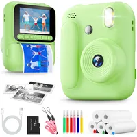 Naxup Sofortbildkamera für Kinder,1080P Kinderkamera mit 5 Rollen Druckpapier,32GB-Karte und Farbstiften,Tragbare Digitalkamera für Jungen und Mädchen,Geschenke für Kinder im Alter 3–14 Jahren (Grün)