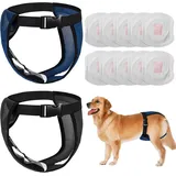 2 Pack Hündin Läufigkeitshose, Höschen für Hunde Läufigkeit, Schutzhose Hündin Waschbare, Hundehose Wiederverwendbare mit 10 Damenbinden, Verstellbare Hundewindeln für Hündinnen (XXL)