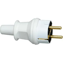 10St. KOPP SCHUKO-Stecker 173002007 mit Knickschutz arktisch-weiss groß