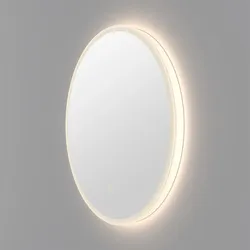 Badspiegel LOEVSCHALL "Atlas Rund, Badezimmerspiegel mit LED Beleuchtung, Lichtspiegel", silber, B:65cm H:65cm T:3,5cm, Spiegel, Touchpanel für Lichtsteuerung, Verstellbarer Spiegel, Dänisches Design