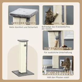 PawHut Kratzstamm Kratzsäule 81 cm grau
