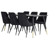 ebuy24 Dipp180x90BLBR Essgruppe Esstisch schwarz und 6 Velvet Deluxe Esszimmerstühle Velour schwarz.