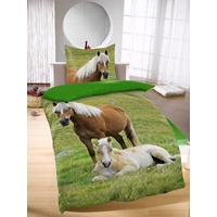 Kinderbettwäsche Bettwäsche mit Pferd Digitaldruck 135 x 200 cm 80 x 80 cm, Bertels