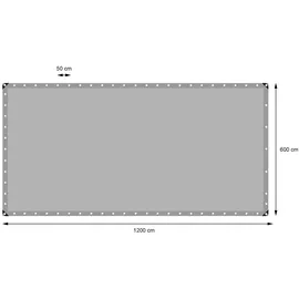 ECD Germany Abdeckplane Gewebeplane mit Ösen 6x12m 72m2 180g/m2 aus Polyethylen Schimmelresistent Wasserdicht - Grau