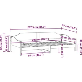 vidaXL Massivholzbett 90 x 200 cm Braun