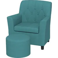 AIYAPLAY Kindersessel Kindersofa mit Fußhocker 45 x 43 x 50,5 cm ab 18 Monaten Eukalyptusholz in Blau, gemütliche Kindermöbel für Kinderzimmer   Aosom.de