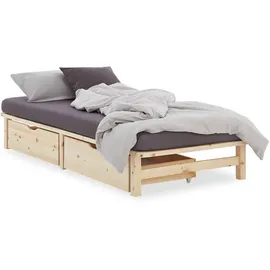 Homestyle4u Holzbett Braun, Holz, Kiefer 90x200 cm mit Lattenrost Natur Palettenmö - 90 x 200 cm