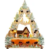 SIKORA LB67 beleuchteter LED Holz Schwibbogen in Baumform WINTERDORF inklusive Trafo