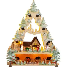 SIKORA LB67 beleuchteter LED Holz Schwibbogen in Baumform WINTERDORF inklusive Trafo