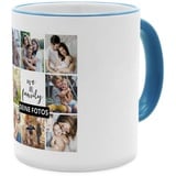 PhotoFancy® - Fototasse 'Collage' - Personalisierte Tasse mit eigenem Foto - Hellblau - Layout Collage 9 Bilder