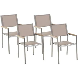 Beliani Gartenstuhl 4er Set Edelstahl beige