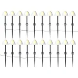 MARELIDA LED Licherkette Mini Pilze 20 Gartenstecker 8 Funkt. Timer weiß L: 3,8m