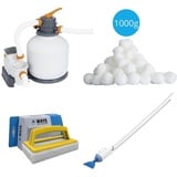 Bestway - Poolsauger AquaCrawl & Sandfilterpumpe 5678 L/u & Filterkugeln 1000 g & WAYS Scheuerbürste