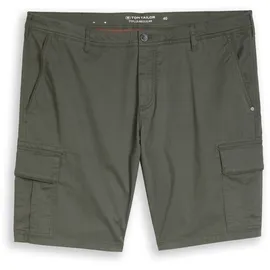 Tom Tailor PLUS, Herren, Gr. 46, N-Gr, khaki mini geometric print, Web, Obermaterial: 98% Baumwolle, 2% Elasthan, unifarben, normal kurz, Hosen Cargohose, Cargo-Shorts mit Stretch