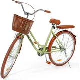 VOLTOURI BK13 Citybike 28 Zoll, mit Korb, Gepäckträger, Retro-Stil