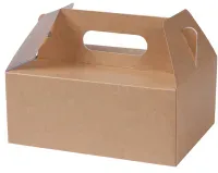 Greenbox Lunchbox mit Griff, faltbar, braun, Faltbare Essensbox mit praktischen Henkel für den Transport, 1 Karton = 75 Stück, Maße (L x B x H): 25 x 15 x 15 cm