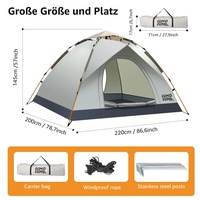 Zelt 3-4 Personen Outdoor Campingzelt Pop Up Automatik Wasserdicht Kuppelzelt